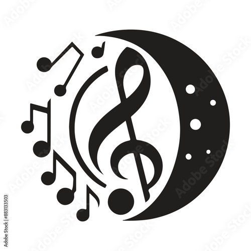 Black Music Note Vector Silhouette Icon Isolated on White Background for Musical Design and Illustration