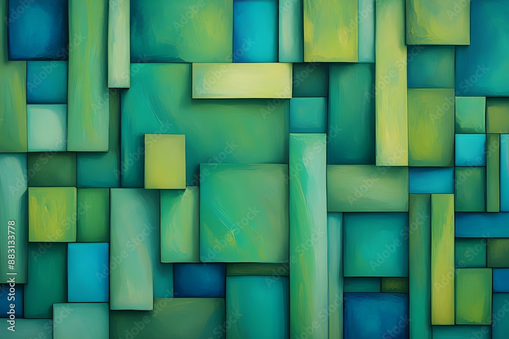 An oil painting of a abstract background various green, yellow and blue colours An oil painting of a abstract background various green, yellow and blue colours