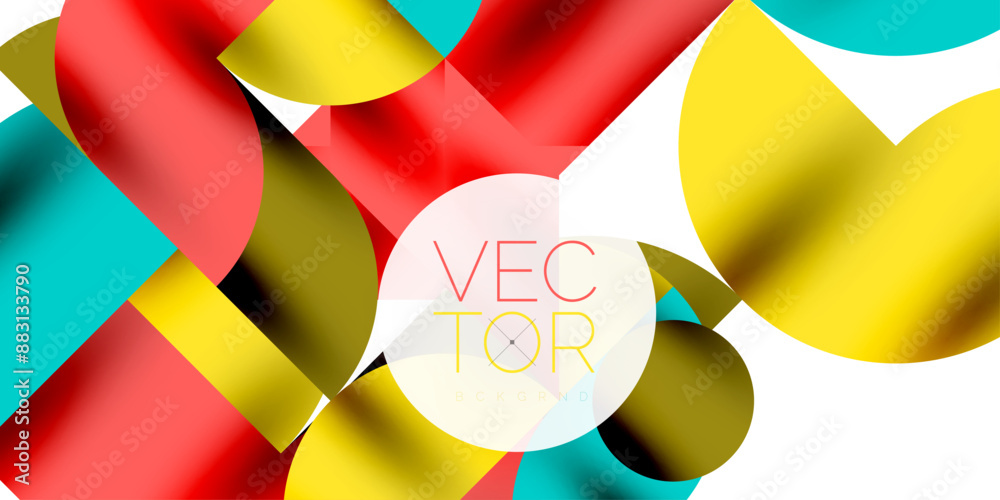 Tech minimal circular shapes geometric art. Vector modern circles
