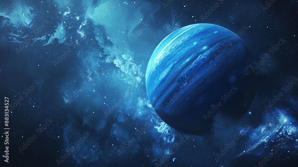 A breathtaking image of a stunning blue planet set against an ethereal cosmic backdrop, representing the vast and mysterious beauty of the universe. A breathtaking image of a stunning blue planet set against an ethereal cosmic backdrop, representing the vast and mysterious beauty of the universe.