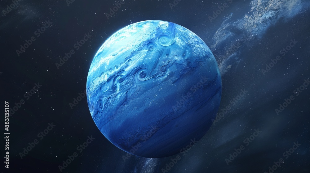 A captivating image of a serene blue planet set against a tranquil cosmic backdrop, illustrating the stillness and grand scale of outer space with its dreamy visual elements. A captivating image of a serene blue planet set against a tranquil cosmic backdrop, illustrating the stillness and grand scale of outer space with its dreamy visual elements.
