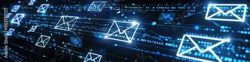 Email Marketing Automation Concepts and Spam Filter Icons Representing Digital Marketing Strategies and Email Campaign Management