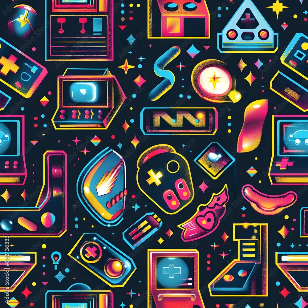 Vibrant Retro Gaming Inspired Birthday Party with Pixelated Patterns and Neon Aesthetics Vibrant Retro Gaming Inspired Birthday Party with Pixelated Patterns and Neon Aesthetics
