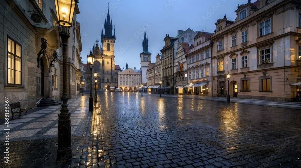 Fototapeta premium Prague's Old Town Square at Dusk, a Gigapixel View