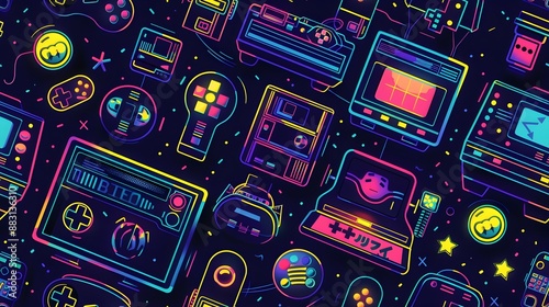 Retro Arcade Inspired Birthday Bash with Vibrant Neon Accents and Vintage Gaming Decor