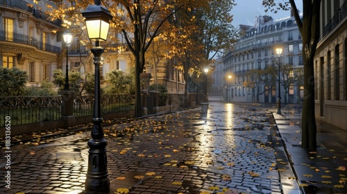 Fototapeta Naklejka Na Ścianę i Meble -  A Parisian Evening: Autumn's Embrace