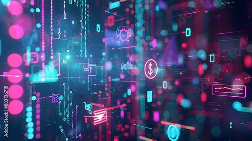 Budgeting and Financial Planning with Digital Icons and Holograms