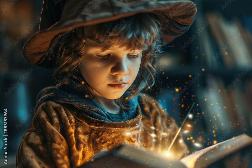 Young Wizard Casting Spells From A Book