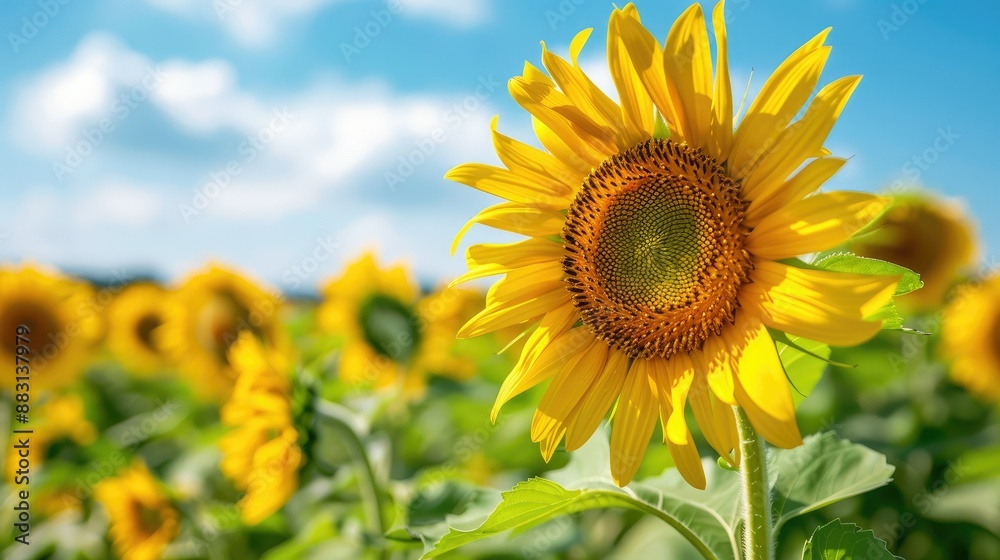 Vibrant sunflower field under blue sky Vibrant sunflower field under blue sky