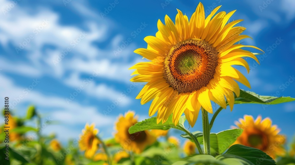 Vibrant sunflower field under blue sky Vibrant sunflower field under blue sky