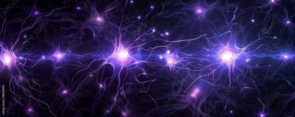 Neural Network Synapses A 3D Render of Vibrant Purple Neuron Connections, neuron, neural network, brain, neuroscience Neural Network Synapses A 3D Render of Vibrant Purple Neuron Connections, neuron, neural network, brain, neuroscience
