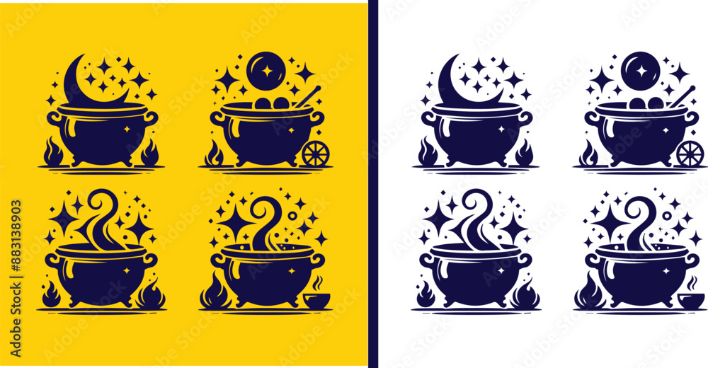 cauldron icon set Kettle Pot Boiler symbol collection Vector illustration cauldron icon set Kettle Pot Boiler symbol collection Vector illustration