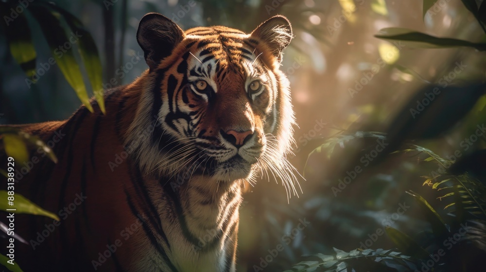 Majestic Tiger in the Jungle Glowing in the Sunlight Majestic Tiger in the Jungle Glowing in the Sunlight