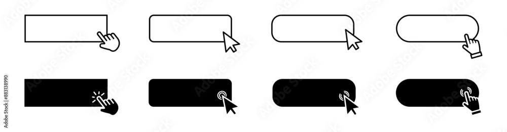 Click the icon here. Click here with your mouse cursor, mouse click icon, vector illustration Click the icon here. Click here with your mouse cursor, mouse click icon, vector illustration