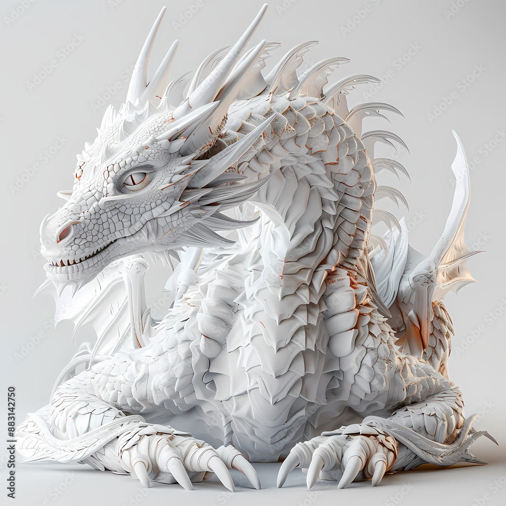 3D dragon in white background vector image 3D dragon in white background vector image