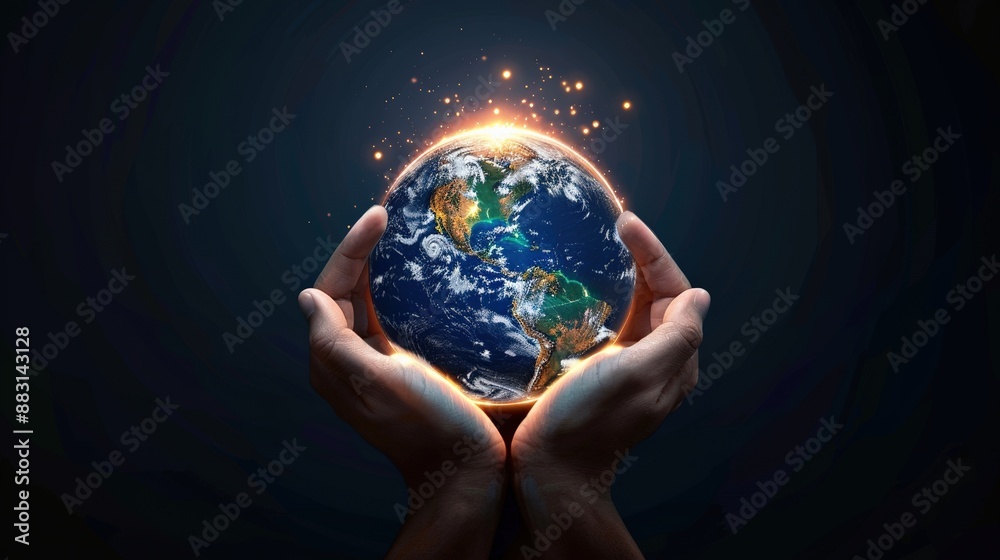 A hand is holding a globe A hand is holding a globe