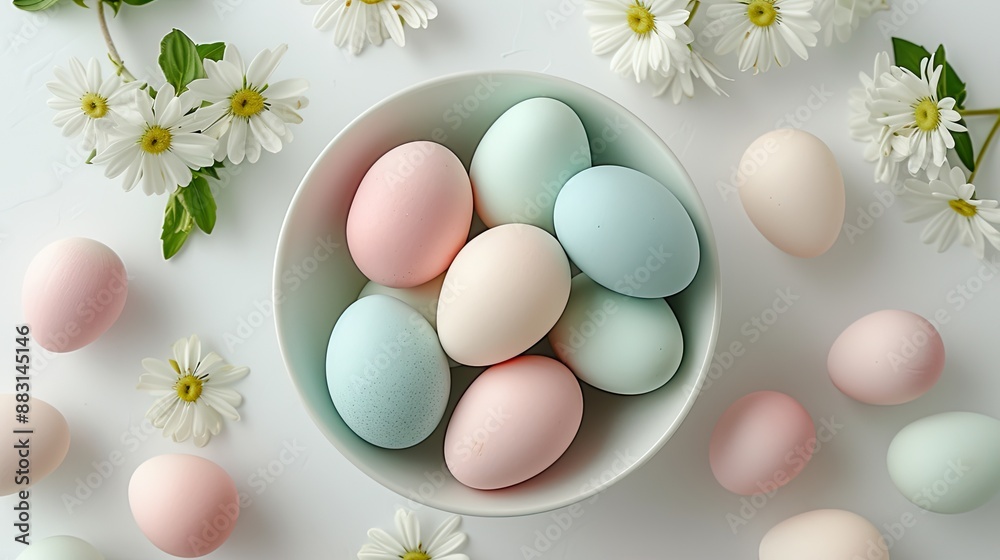 Pastel Easter Eggs and Daisies. Pastel Easter Eggs and Daisies.