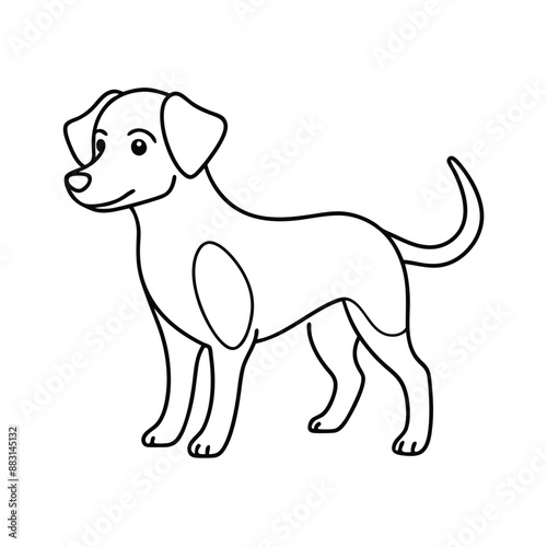 Playful dog in continuous line art drawing style. Puppy playing minimalist black linear sketch isolated on white background. Vector illustration