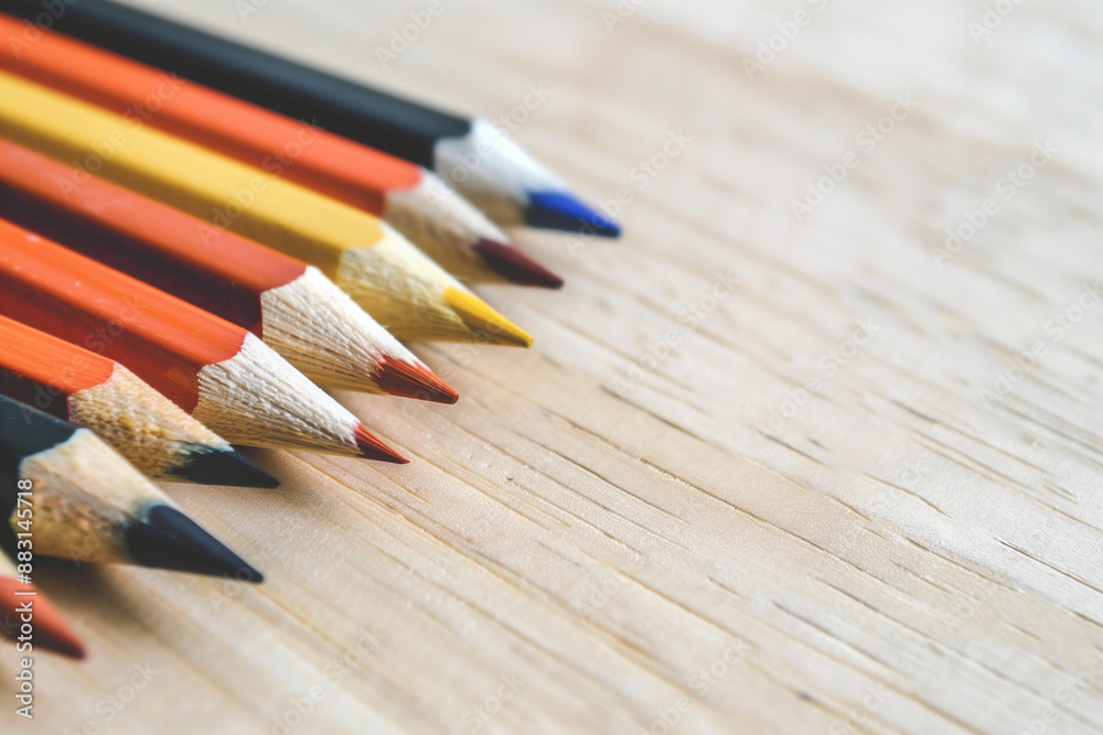 close up of pencils and colour pencils on white background or table close up of pencils and colour pencils on white background or table