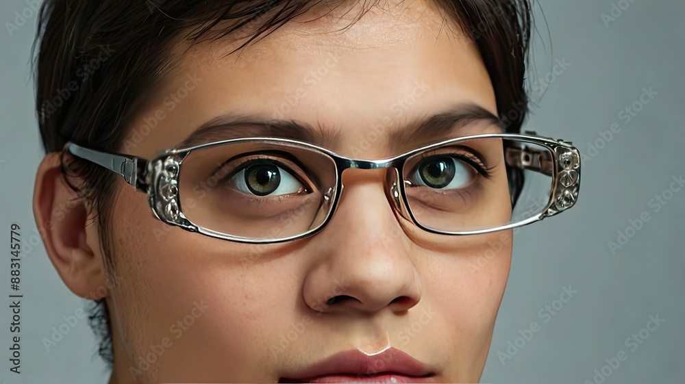 Close-up of a person wearing glasses Close-up of a person wearing glasses