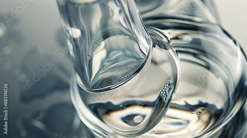 The interior of a bottle with clear liquid and intricate reflections captured in HD photo