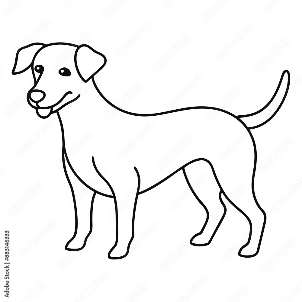 Playful dog in continuous line art drawing style. Puppy playing minimalist black linear sketch isolated on white background. Vector illustration Playful dog in continuous line art drawing style. Puppy playing minimalist black linear sketch isolated on white background. Vector illustration