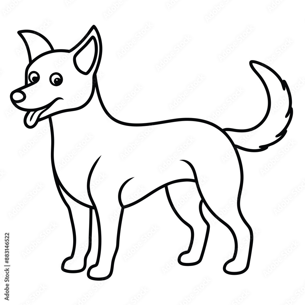 Playful dog in continuous line art drawing style. Puppy playing minimalist black linear sketch isolated on white background. Vector illustration Playful dog in continuous line art drawing style. Puppy playing minimalist black linear sketch isolated on white background. Vector illustration
