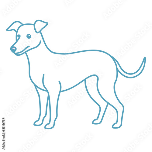 Playful dog in continuous line art drawing style. Puppy playing minimalist black linear sketch isolated on white background. Vector illustration