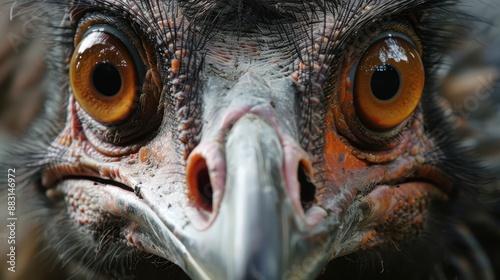 Detailed Close-Up of Giant Moa's Beak and Eyes in Natural Setting