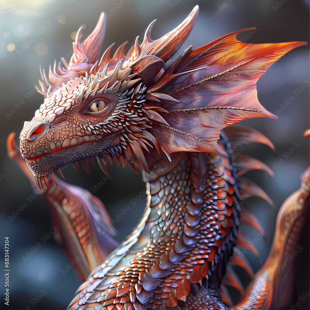 33D dragon in white background vector image 33D dragon in white background vector image