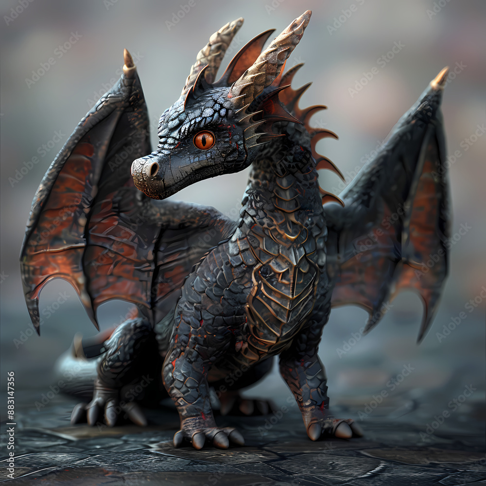 Fototapeta premium 33D dragon in white background vector image