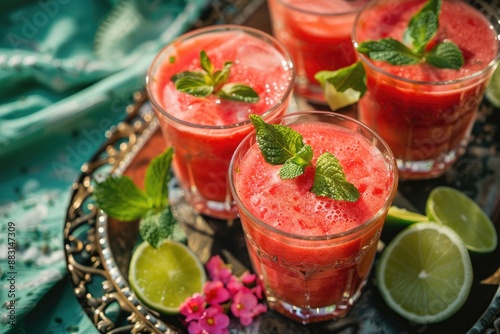 Wallpaper Mural Refreshing Watermelon and Lime Smoothies with Mint Garnish Torontodigital.ca
