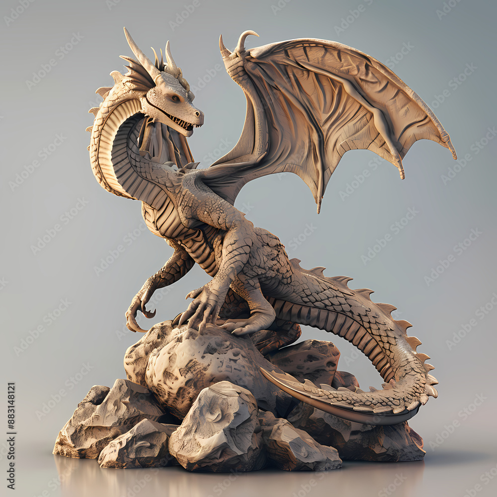 33D dragon in white background vector image 33D dragon in white background vector image