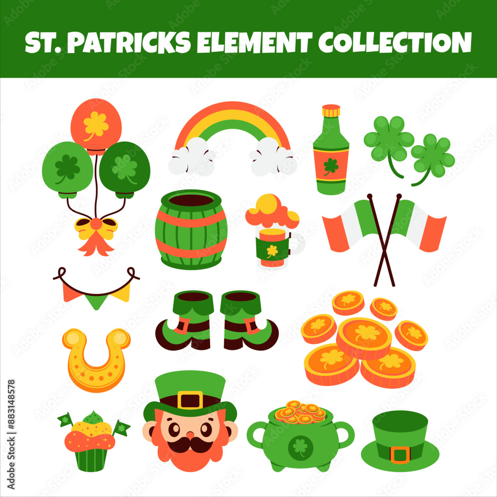 Collection of st patrick elements on white background Collection of st patrick elements on white background