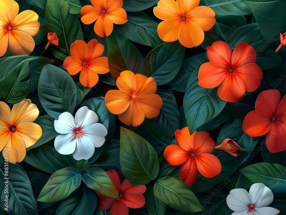 Vibrant Flower Fields with Orange and White Blossoms Vibrant Flower Fields with Orange and White Blossoms