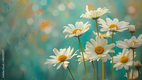 Whimsical daisies dancing in gentle breeze