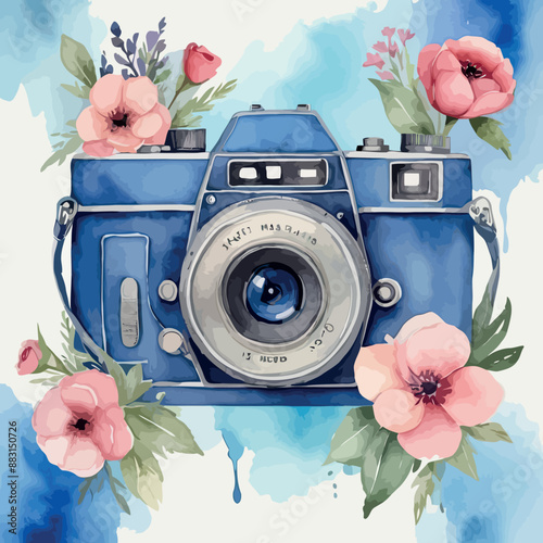 Beauty of Watercolor Floral Camera with Butterfly Captured Perfectly