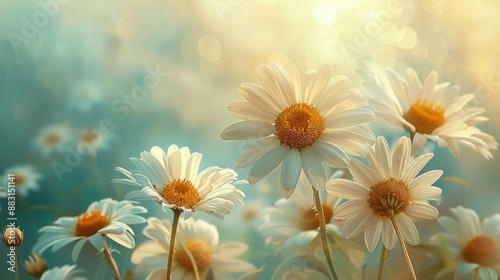 Whimsical daisies dancing in gentle breeze