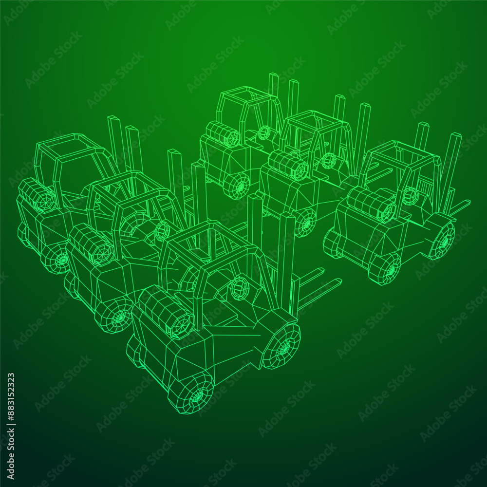 Forklift Loader lift truck. Wireframe low poly mesh vector illustration. Forklift Loader lift truck. Wireframe low poly mesh vector illustration.