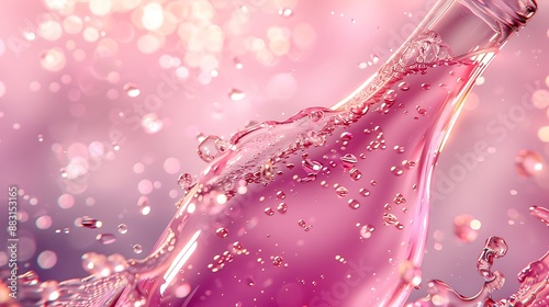 The mesmerizing inside of a bottle with pink liquid and delicate light effects photo