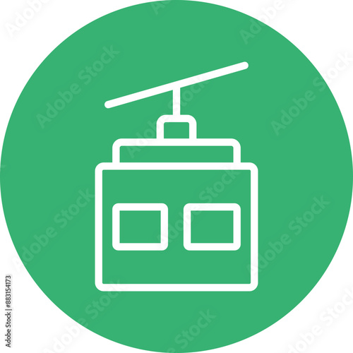 Ski Lift Vector Line White Circles Multicolors