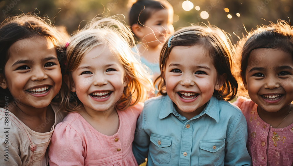 Fototapeta premium Heartwarming Childhood Joy Captured in Vibrant Photograph