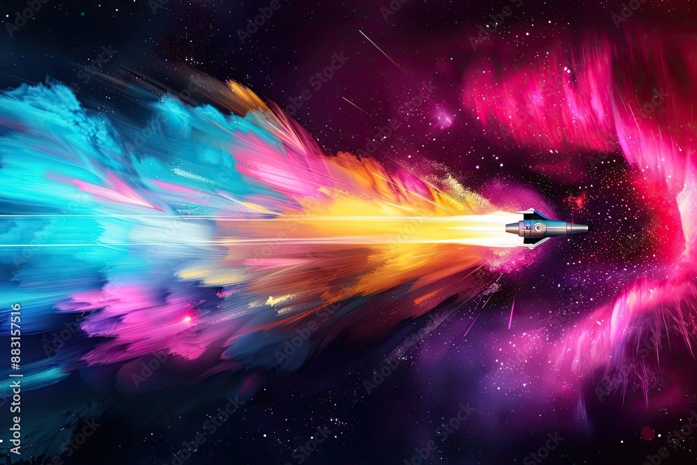 Cosmic Voyage Vibrant Spaceship in Wormhole Cosmic Voyage Vibrant Spaceship in Wormhole