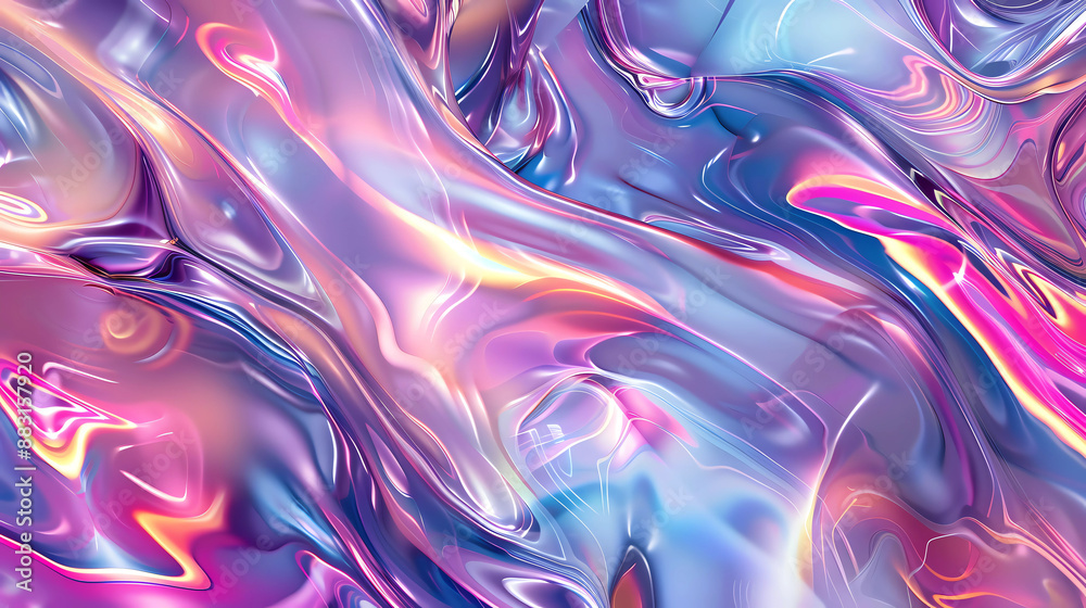 Obraz premium smooth, flowing, and glossy ribbon-like forms in a variety of iridescent colors using a macro lens during twilight.