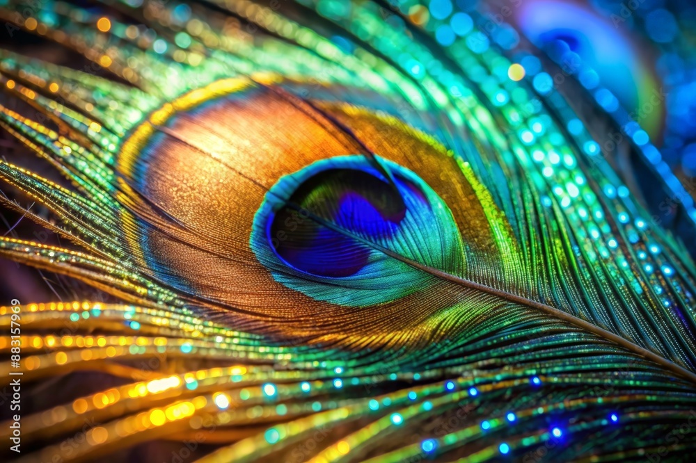 Obraz premium Luminescent surface of peacock feather
