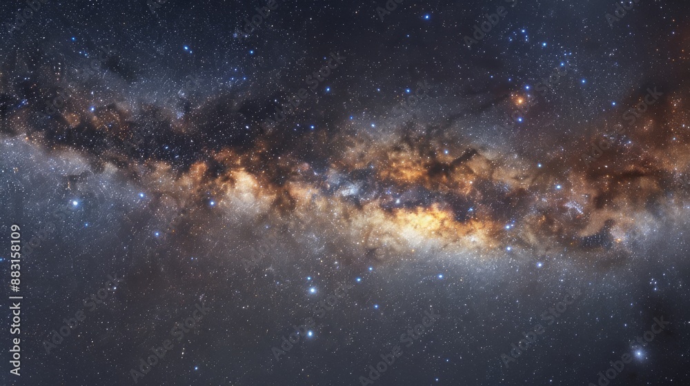 Fototapeta premium A starry night sky with a view of the Milky Way, providing a stunning cosmic background.