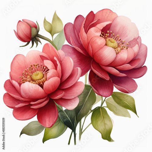 Vector peony flowers