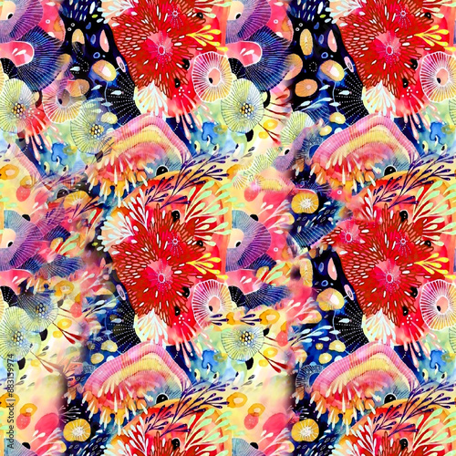 Seamless Shibori pattern, tie dye allover, textile, Shibori allover, dye pattern, watercolour pattern,design Abstract Print
