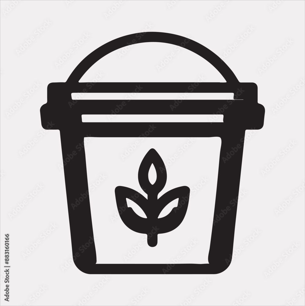 Bucket outline linear style silhouette vector illustration on a white background Bucket outline linear style silhouette vector illustration on a white background
