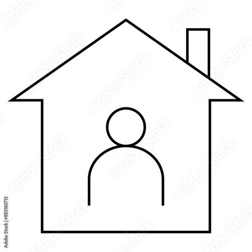 One person icon at home. Alone person outline icon Vector illustration.